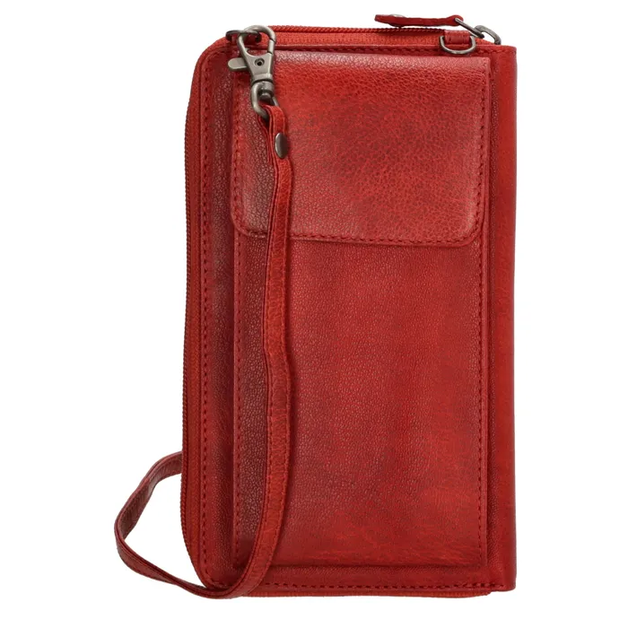 Červená kožená kabelka na mobil + peňaženka 2v1 „Dayana“