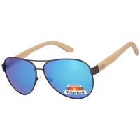Modré drevené polarizačné okuliare pilotky &quot;Wood&quot;
