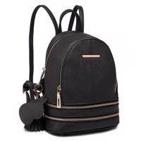 Čierny mini kožený batoh s príveskom „Minimal“
