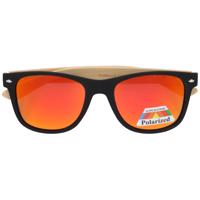 Oranžové drevené polarizačné okuliare Wayfarer &quot;Wood&quot;