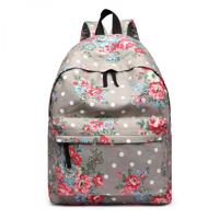 Sivý kvetovaný ruksak do školy „Roses“